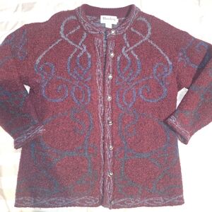 Harley Women's Burgundy Patterned Cardigan